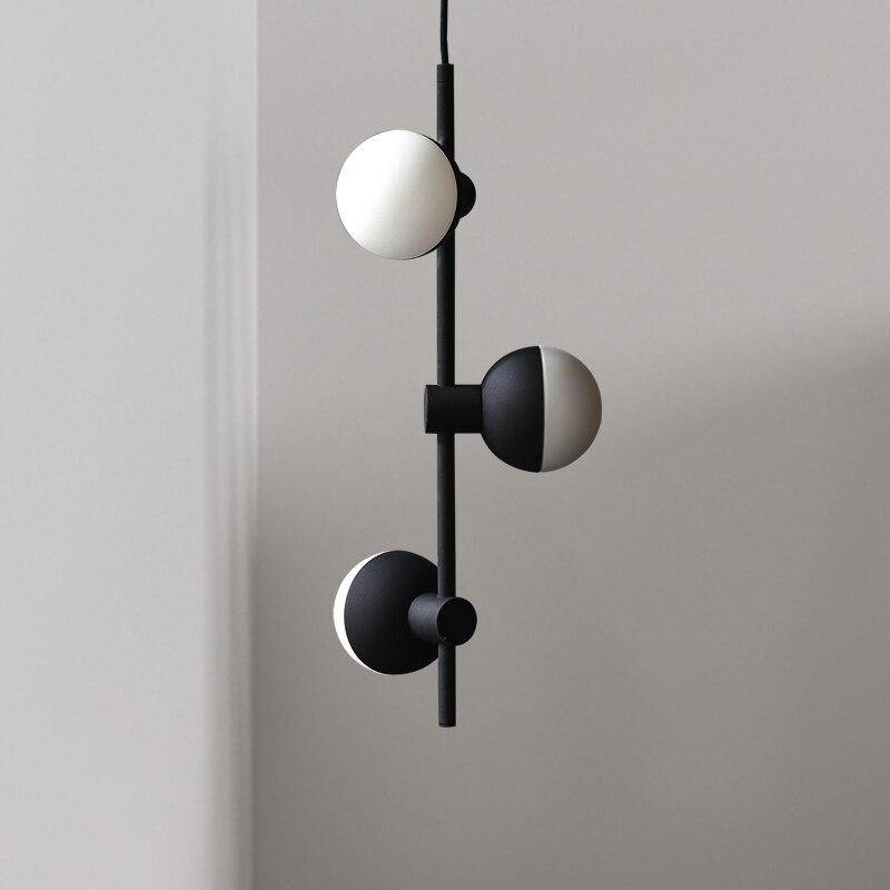 pendant light modern black metal LED with three glass balls Candlestick