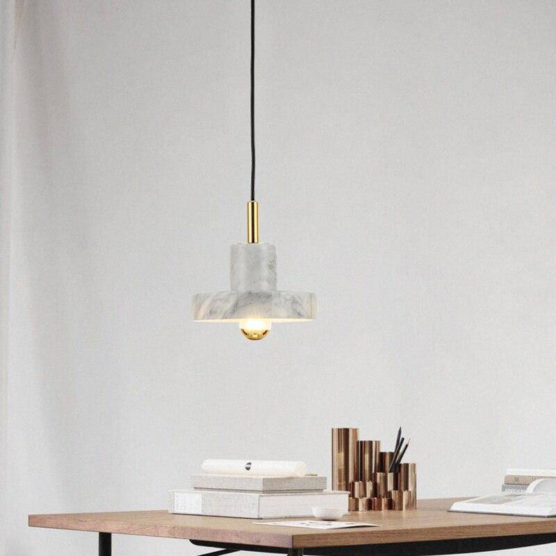 pendant light white marble LED with lampshade design