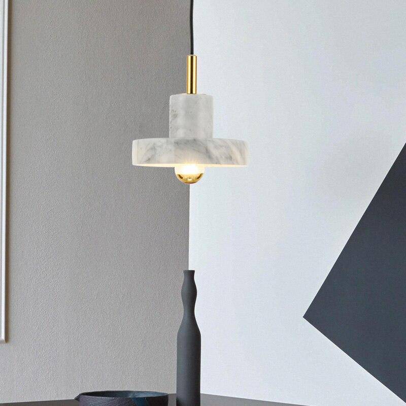 pendant light white marble LED with lampshade design