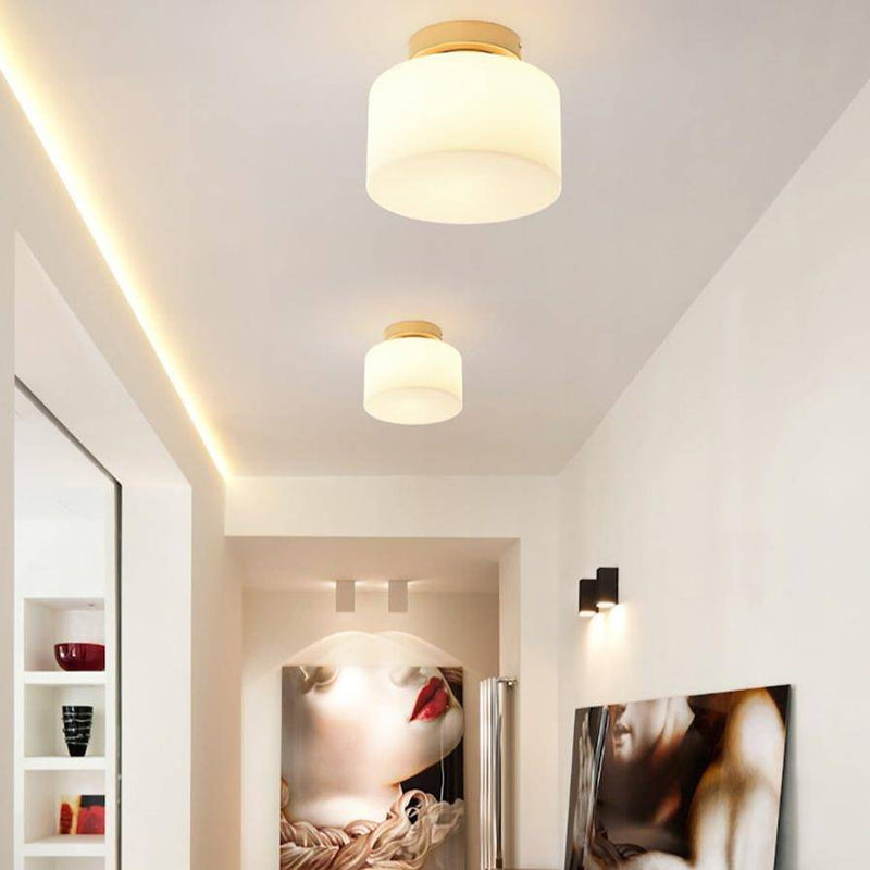 Plafonnier moderne à LED avec abat-jour en en verre Creative