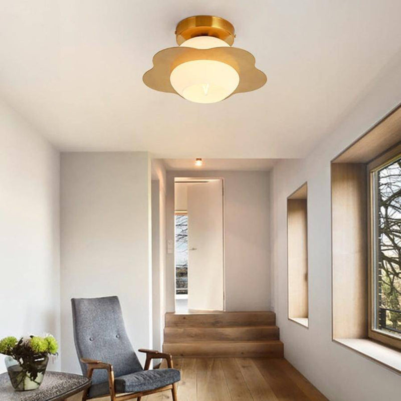 Plafonnier moderne à LED avec abat-jour en en verre Creative