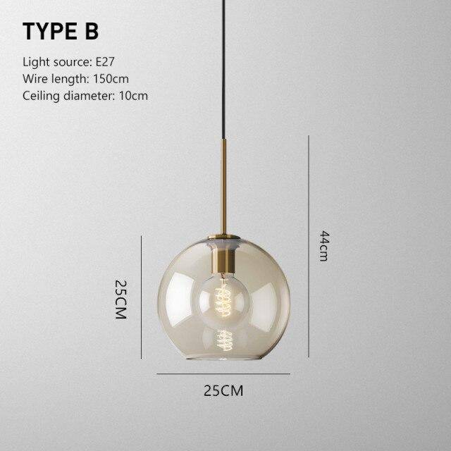 Lámpara de suspensión design LED de cristal ámbar de estilo industrial