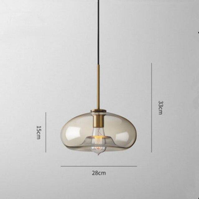 Suspension design à LED en verre ambré style Industriel