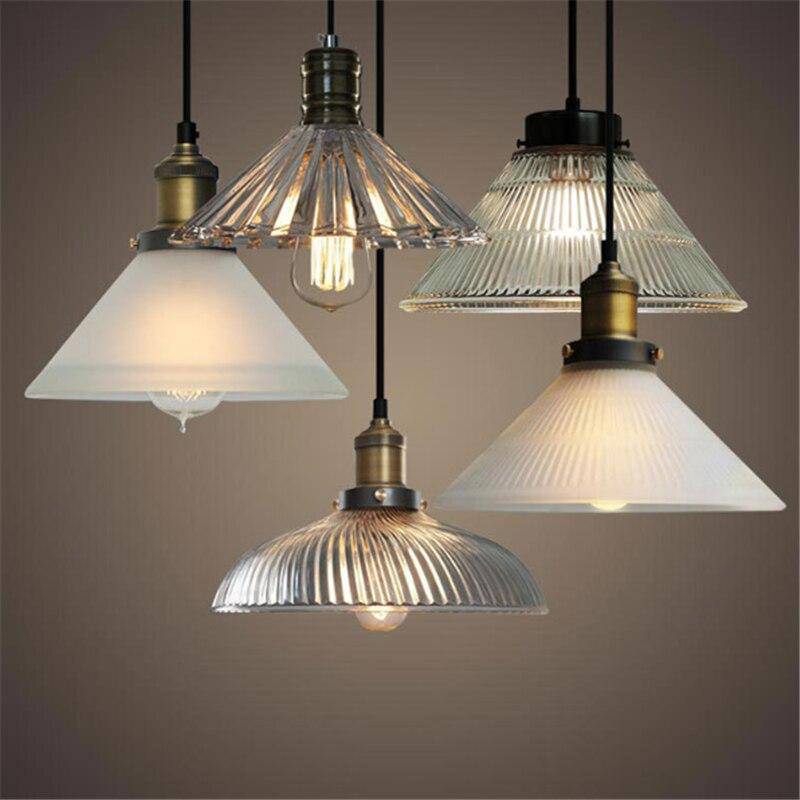 pendant light LED design with lampshade industrial loft style glass