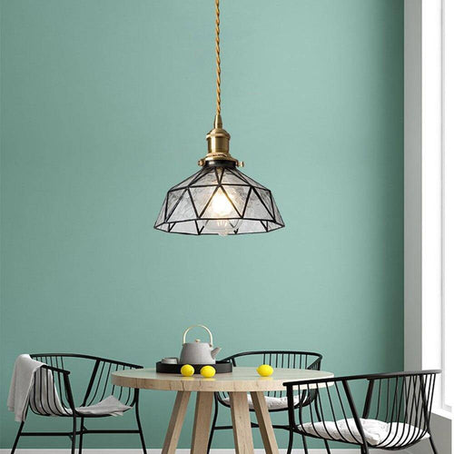 Suspension design à LED avec abat-jour en verre coloré rétro Loft - vue 3 sur 12