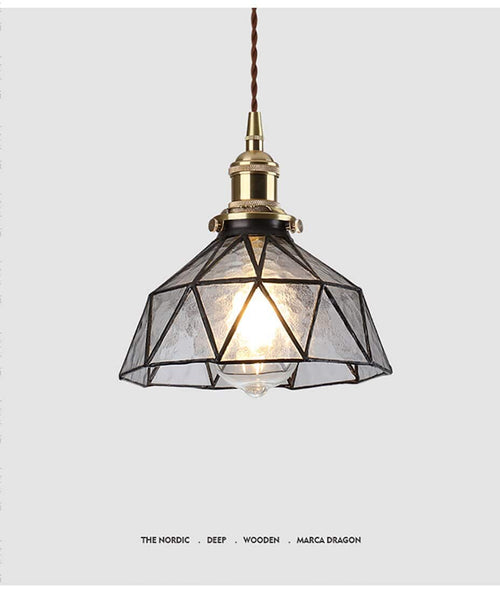 Suspension design à LED avec abat-jour en verre coloré rétro Loft - vue 13 sur 12