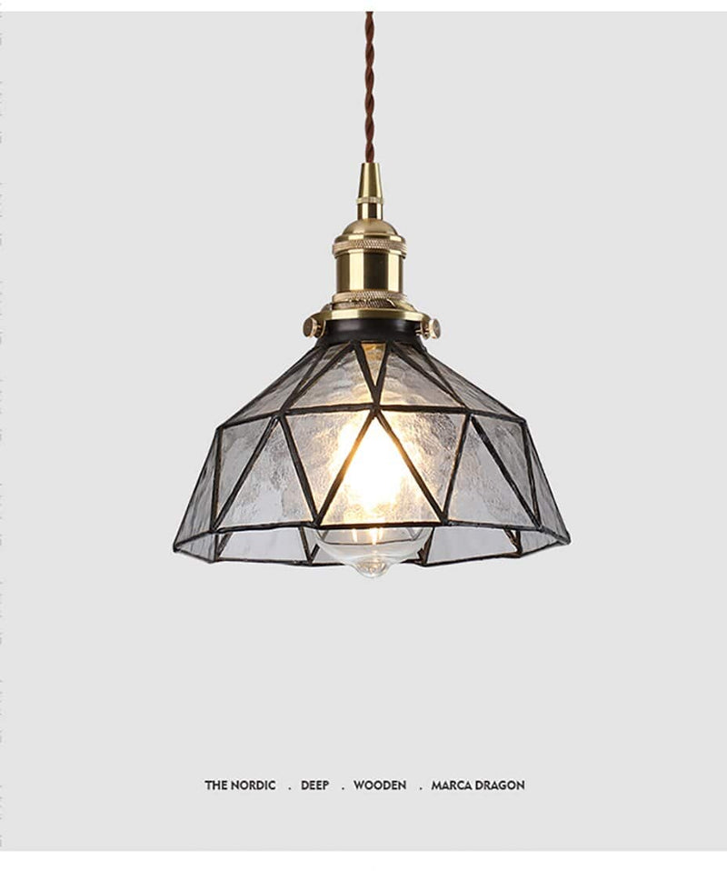 Suspension design à LED avec abat-jour en verre coloré rétro Loft
