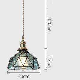 Suspension design à LED avec abat-jour en verre coloré rétro Loft