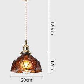 Suspension design à LED avec abat-jour en verre coloré rétro Loft - vue 12 sur 12