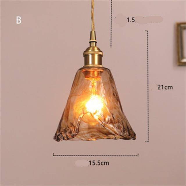 Lámpara de suspensión design LED con pantalla de cristal ámbar Retro