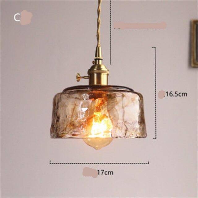 pendant light LED design with lampshade in amber glass Retro