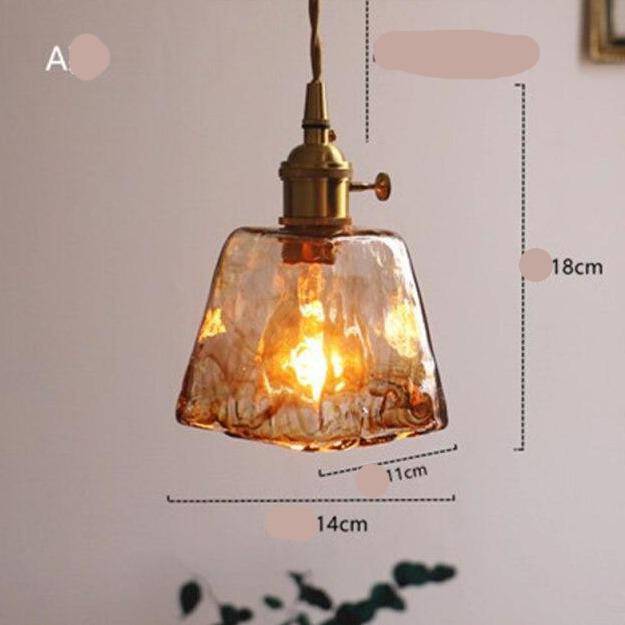 pendant light LED design with lampshade in amber glass Retro