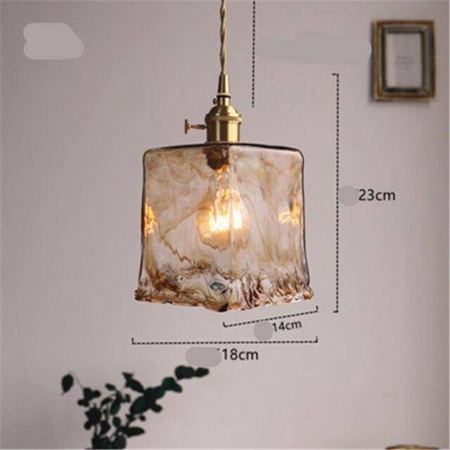 pendant light LED design with lampshade in amber glass Retro