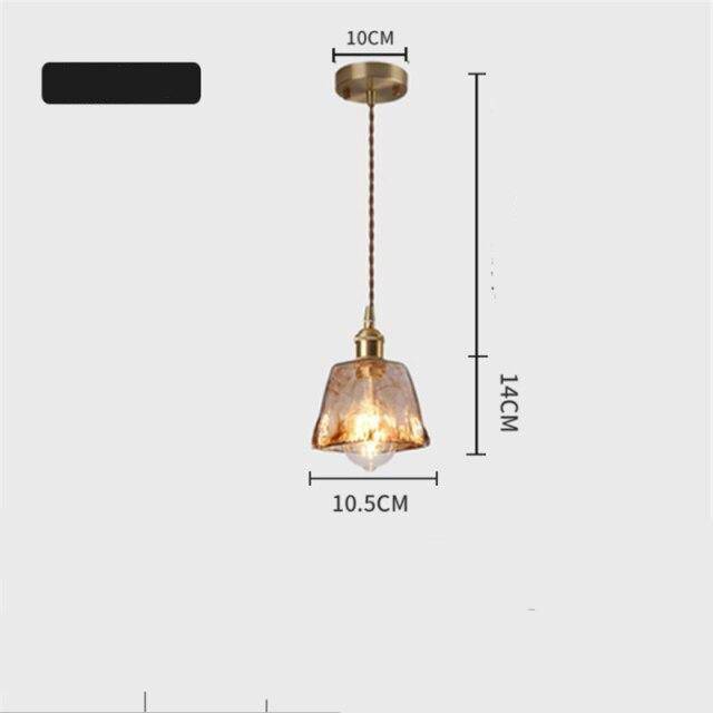 pendant light LED design with lampshade in amber glass Retro