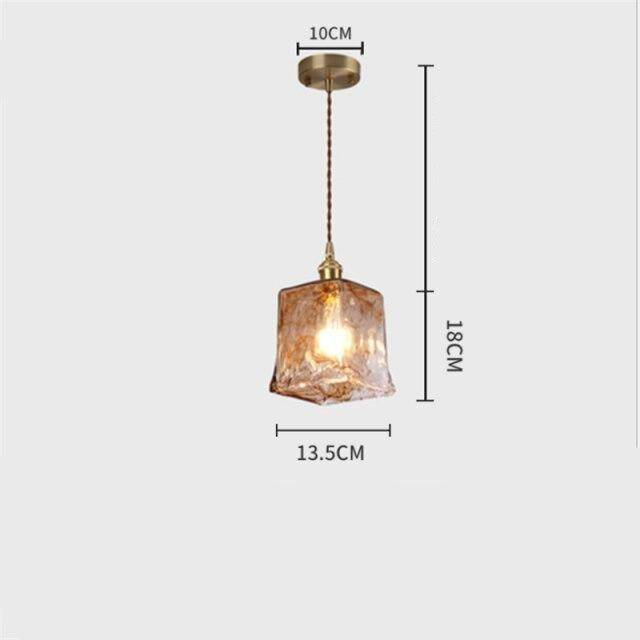 pendant light LED design with lampshade in amber glass Retro