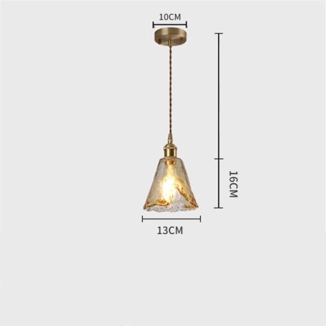 pendant light LED design with lampshade in amber glass Retro