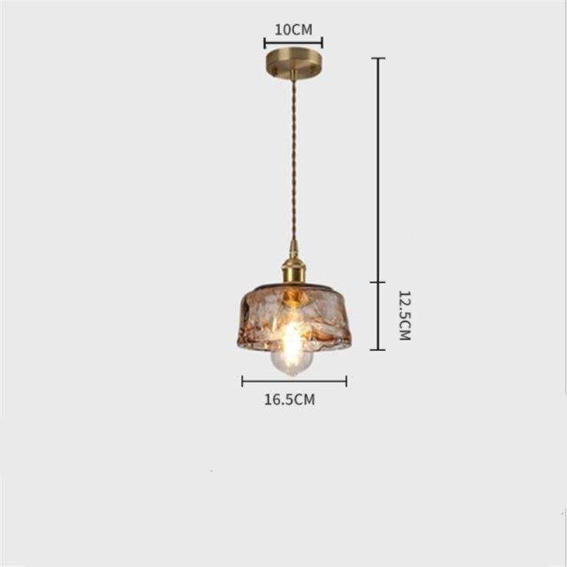 pendant light LED design with lampshade in amber glass Retro