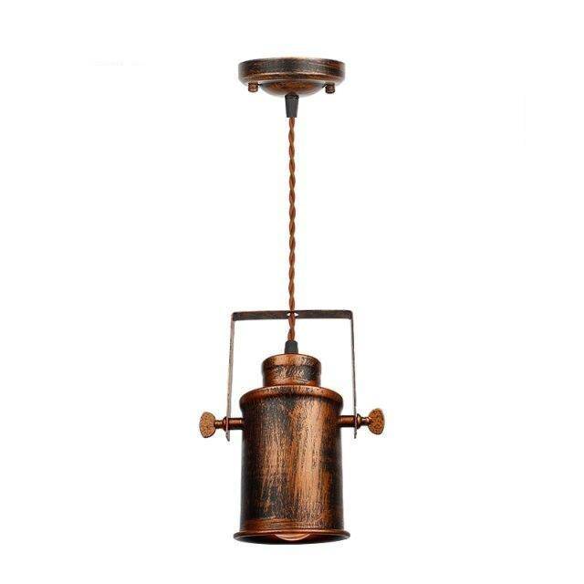 LED Design pendant with rusty metal lampshade