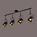 Lustre rétro à LED en métal noir avec plusieurs spots cylindres Loft
