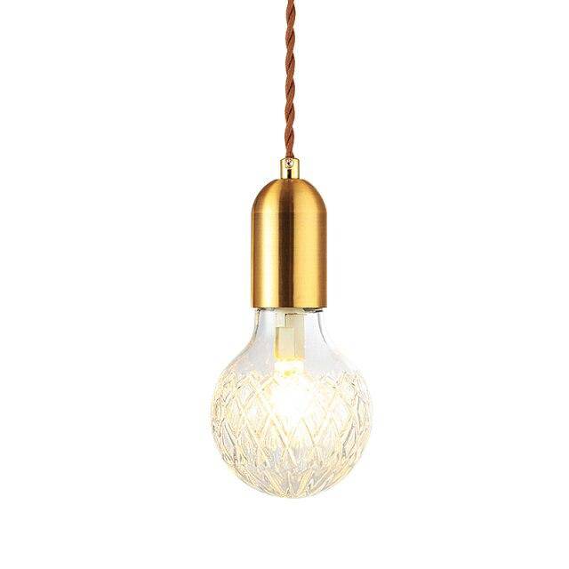 Suspension design à LED en métal doré et ampoule rétro Cristal
