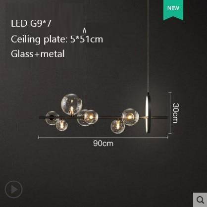 Lámpara de suspensión design LED con varias esferas de vidrio Loft
