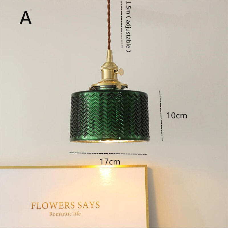 Suspension LED biforme vert et doré Dena