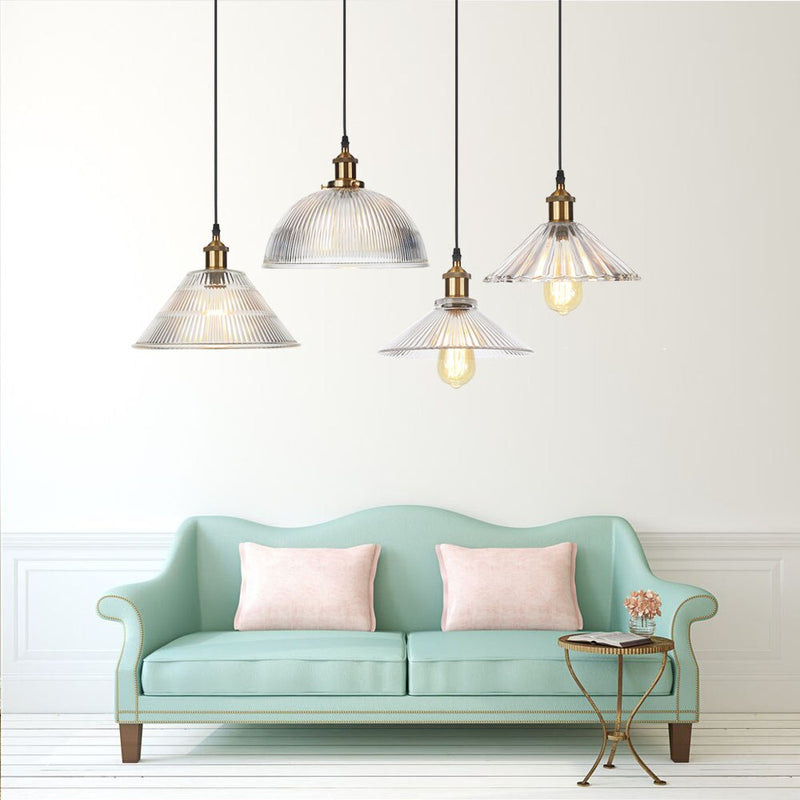 Suspension vintage LED avec abat-jour en verre Bertha