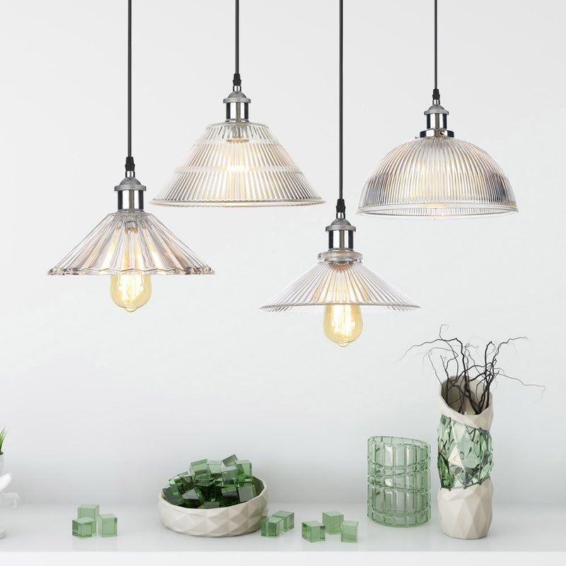 Suspension vintage LED avec abat-jour en verre Bertha