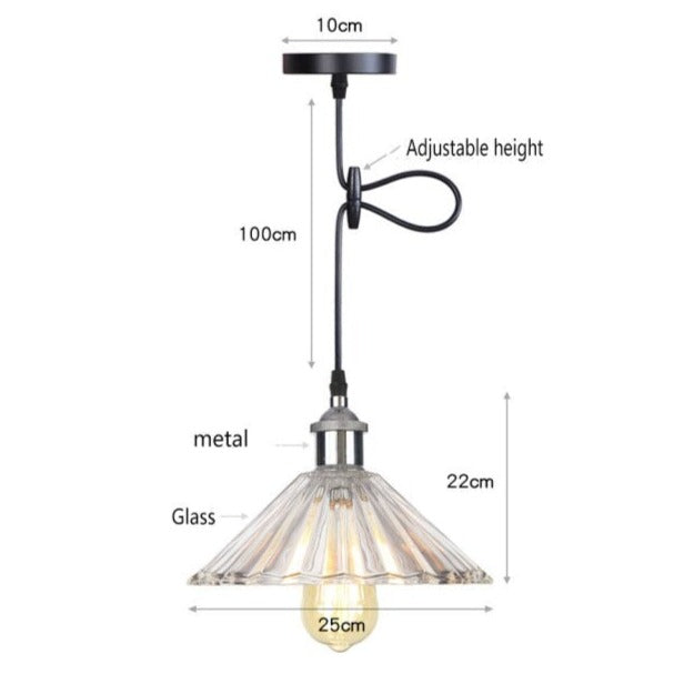Suspension vintage LED avec abat-jour en verre Bertha - vue 12 sur 25
