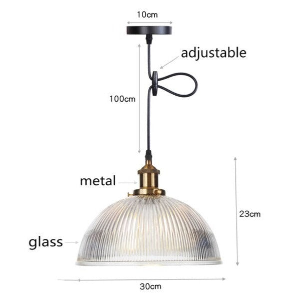 Suspension vintage LED avec abat-jour en verre Bertha