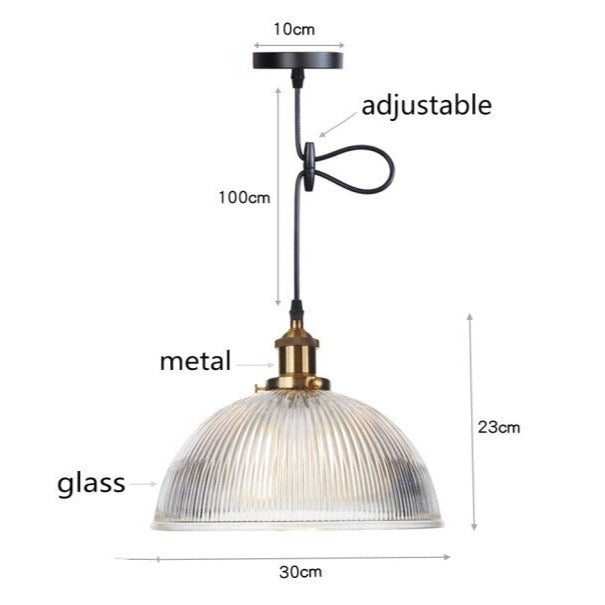 Lámpara de suspensión LED vintage con pantalla de cristal Bertha