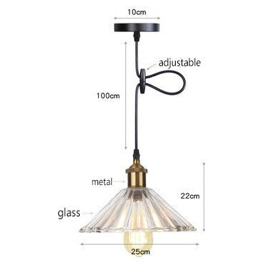 pendant light vintage LED with lampshade glass Bertha