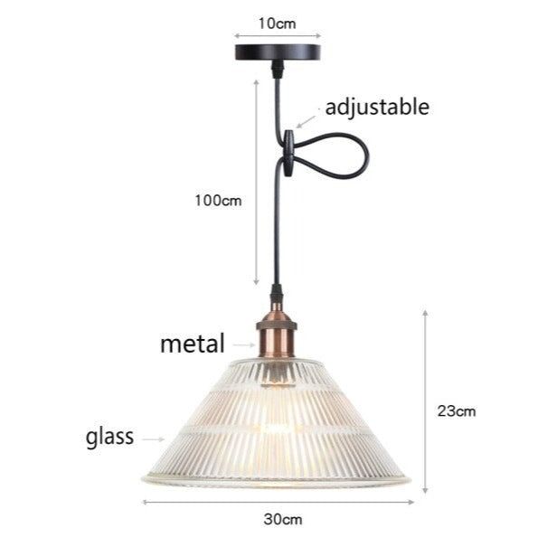 Suspension vintage LED avec abat-jour en verre Bertha - vue 11 sur 25