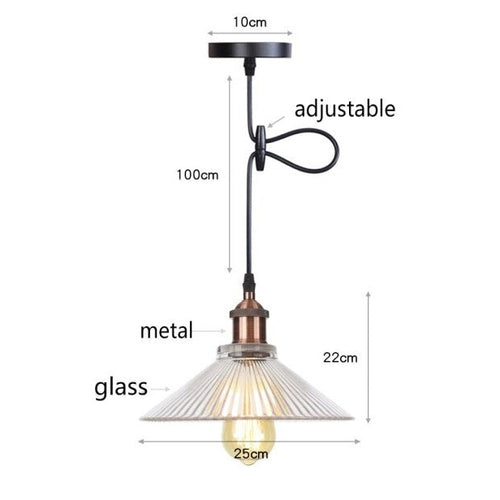 Suspension vintage LED avec abat-jour en verre Bertha
