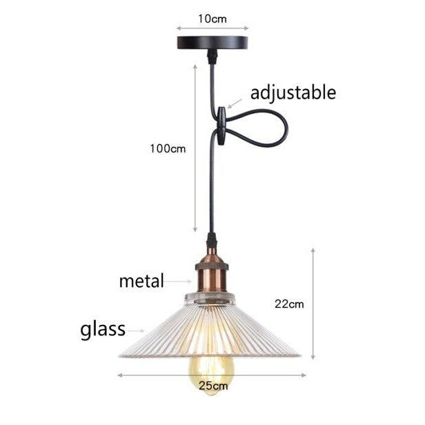 Suspension vintage LED avec abat-jour en verre Bertha