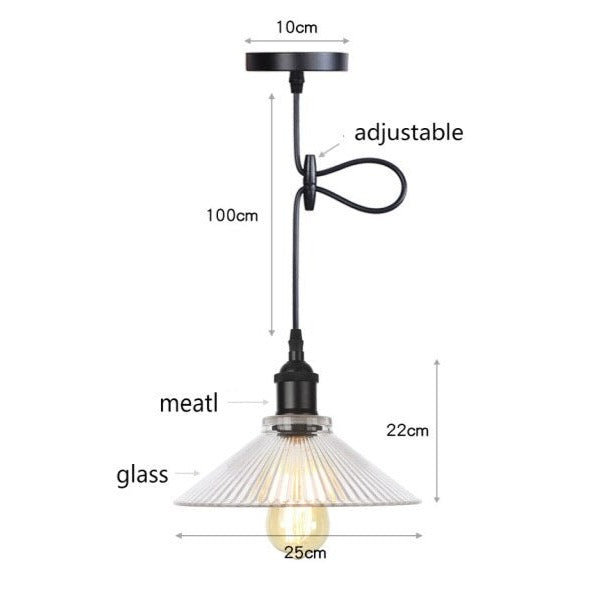 Suspension vintage LED avec abat-jour en verre Bertha - vue 23 sur 25