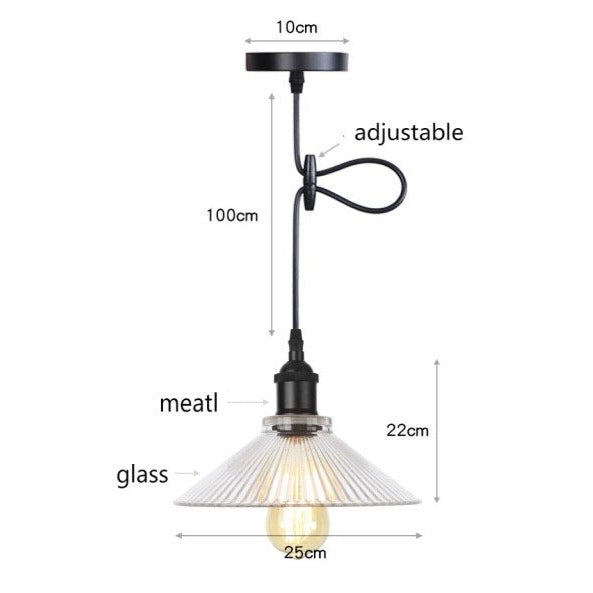 pendant light vintage LED with lampshade glass Bertha