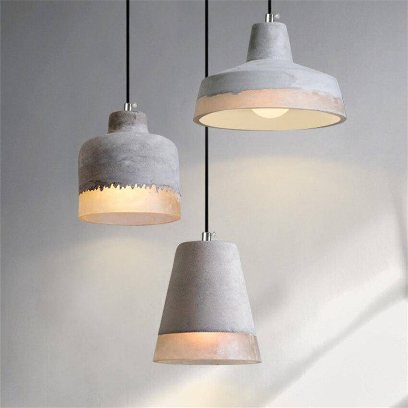 Cement LED design pendant with rounded lampshade Loft