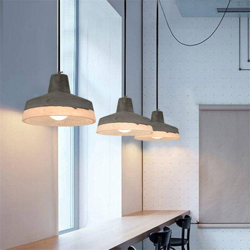 Suspension design à LED en ciment gris avec abat-jour arrondi Loft