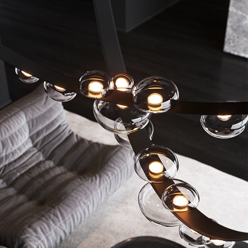 Design chandelier in glass and metal Luna