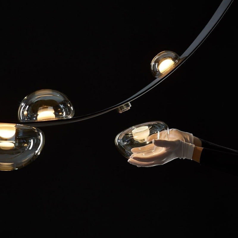 Design chandelier in glass and metal Luna