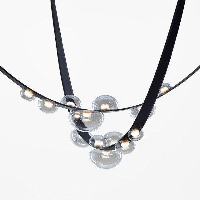 Design chandelier in glass and metal Luna