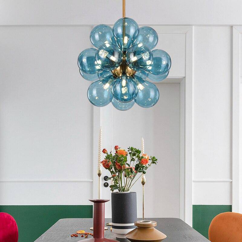 LED design pendant with coloured glass balls Hang