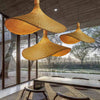 Suspension en rotin à LED style chapeau rustique beige