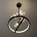 Lustre design LED circulaire en métal noir Romane