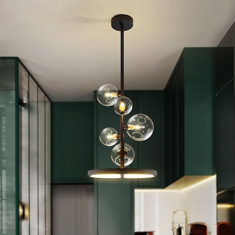 Lustre design LED circulaire en métal noir Romane - vue 5 sur 9