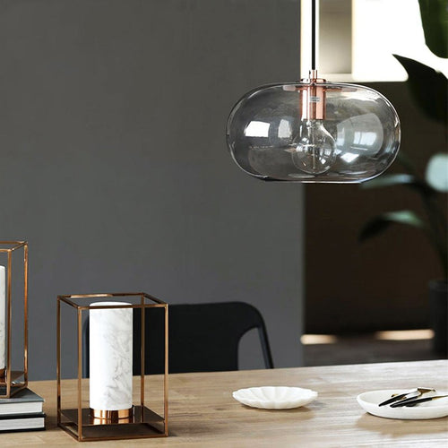Lámpara de suspensión design con pantalla de cristal redonda Pannas