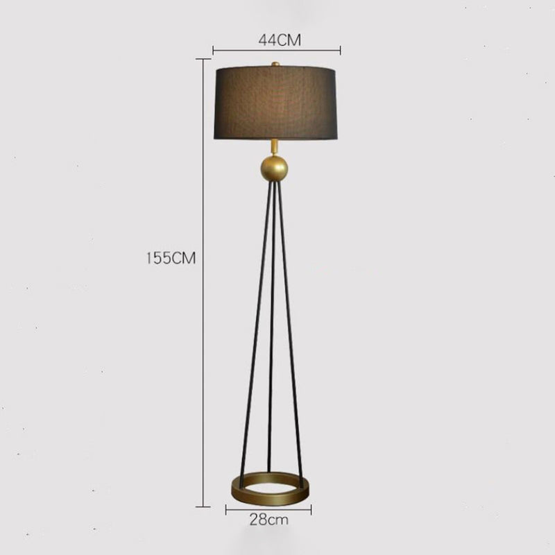 Floor lamp vintage tripod in metal and lampshade in Mayeul fabrics