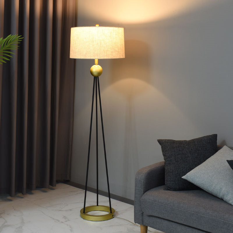 Floor lamp vintage tripod in metal and lampshade in Mayeul fabrics