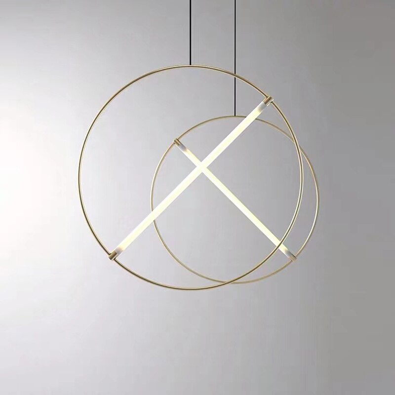 Suspension moderne LED anneau avec barre lumineuse Juncal